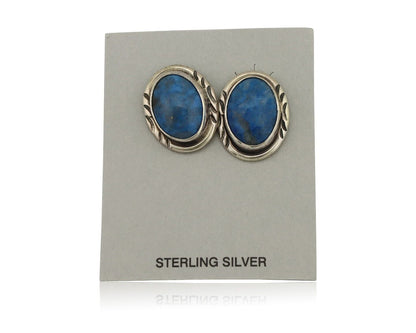 Navajo Earrings 925 Silver Natural Denim Lapis Native American Earrings C.80's