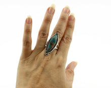 Navajo Ring .925 Silver Nevada Turquoise Native American Artist C.1980's