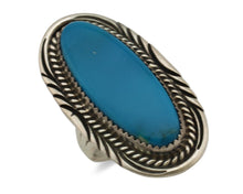 Navajo Ring 925 Silver Natural Blue Turquoise Artist Signed M Begay C.80s