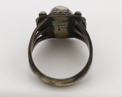 Navajo Ring .925 Silver Kingman Turquoise Artist Signed F C.80's