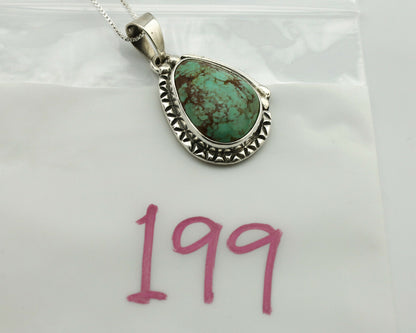 Navajo Necklace .925 Silver Kingman Turquoise Signed Tepee C.1980's