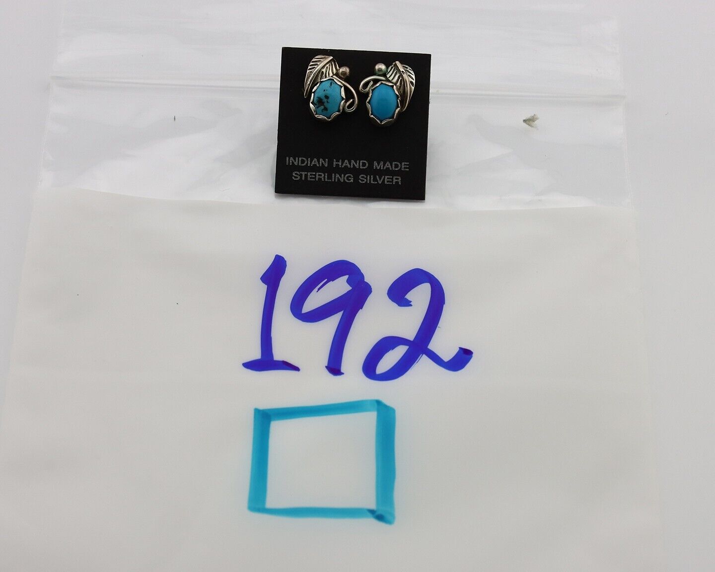 Navajo Earrings 925 Silver Natural Mined Turquoise Native American Artist C.80's