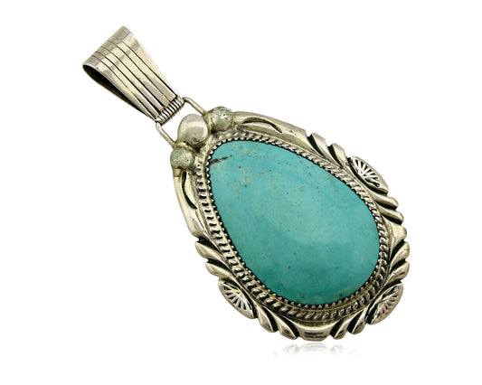 Navajo Pendant Turquoise Mountain .925 Silver Handmade Signed MB C.80's