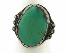 Navajo Ring .925 Silver Aqua Turquoise Native American Artist C.80's