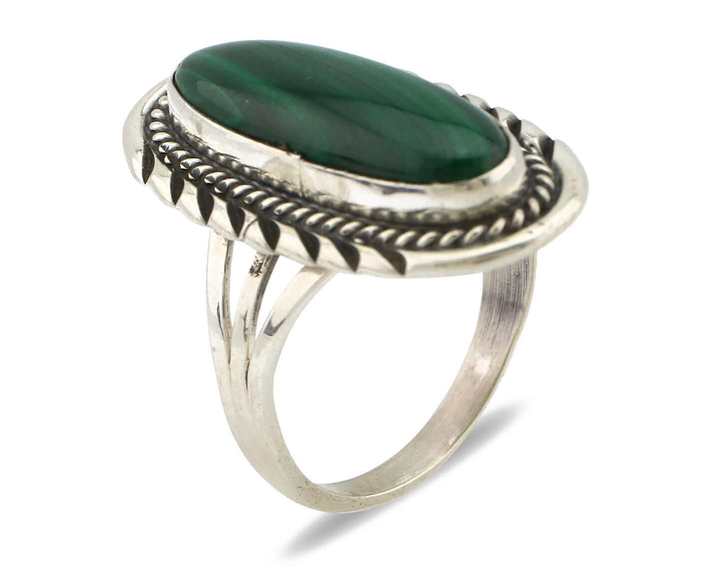 Navajo Ring 925 Silver Natural Malachite Artist Signed William Denetdale C.80's