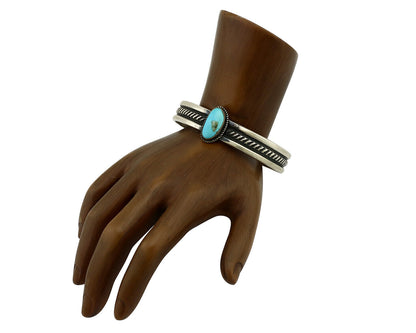 Women's Navajo .925 Silver Blue Natural Turquoise Artist Signed AL C.80's