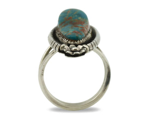 Navajo Ring .925 Silver Nevada Turquoise Native American Artist C.1980's