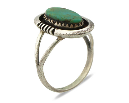 Navajo Ring .925 Silver Sleeping Beauty Turquoise Native American Artist C.1980s