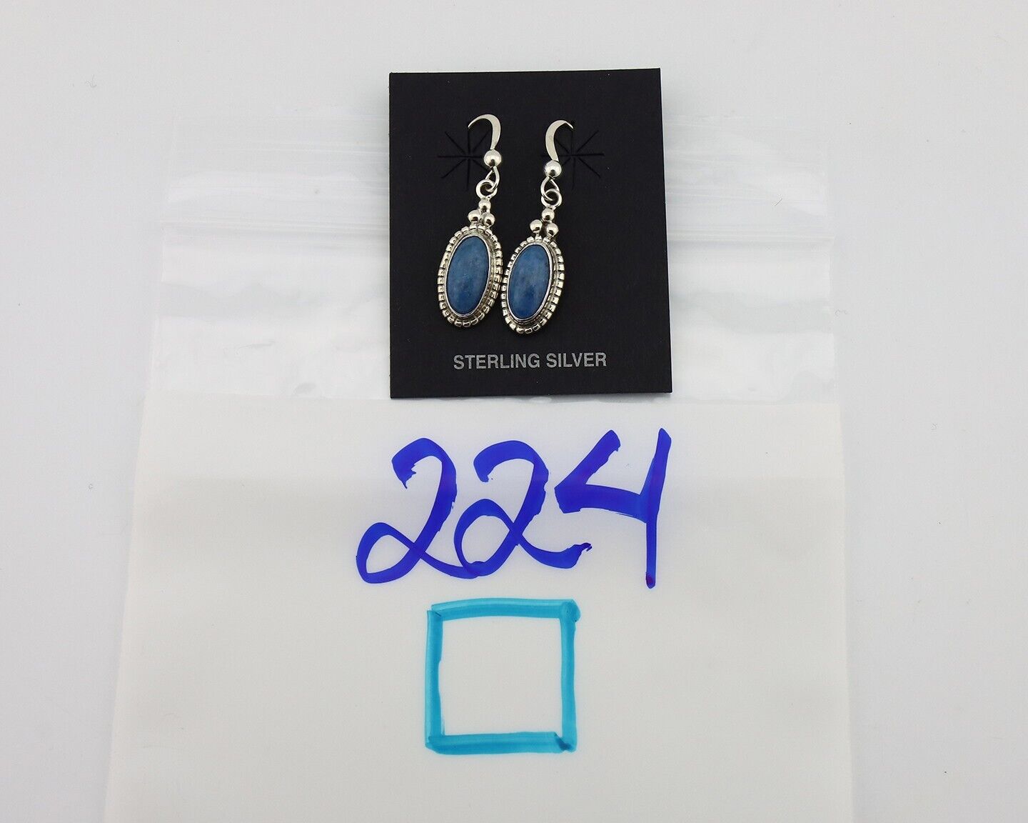 Navajo Earrings 925 Silver Natural Royal Blue Lapis Native American Artist C90s