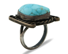 Navajo Ring 925 Silver Blue Spiderweb Turquoise Native American Artist C.80's