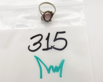 Navajo Ring .925 Silver Natural Pink Mussel Artist Signed Justin Morris C.80's