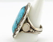 Navajo Ring 925 Silver Natural Blue Turquoise Artist Signed D Zachary C.80s