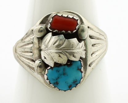 Navajo Ring .925 Silver Sleeping Beauty Turquoise Native Artist Signed C.1980's