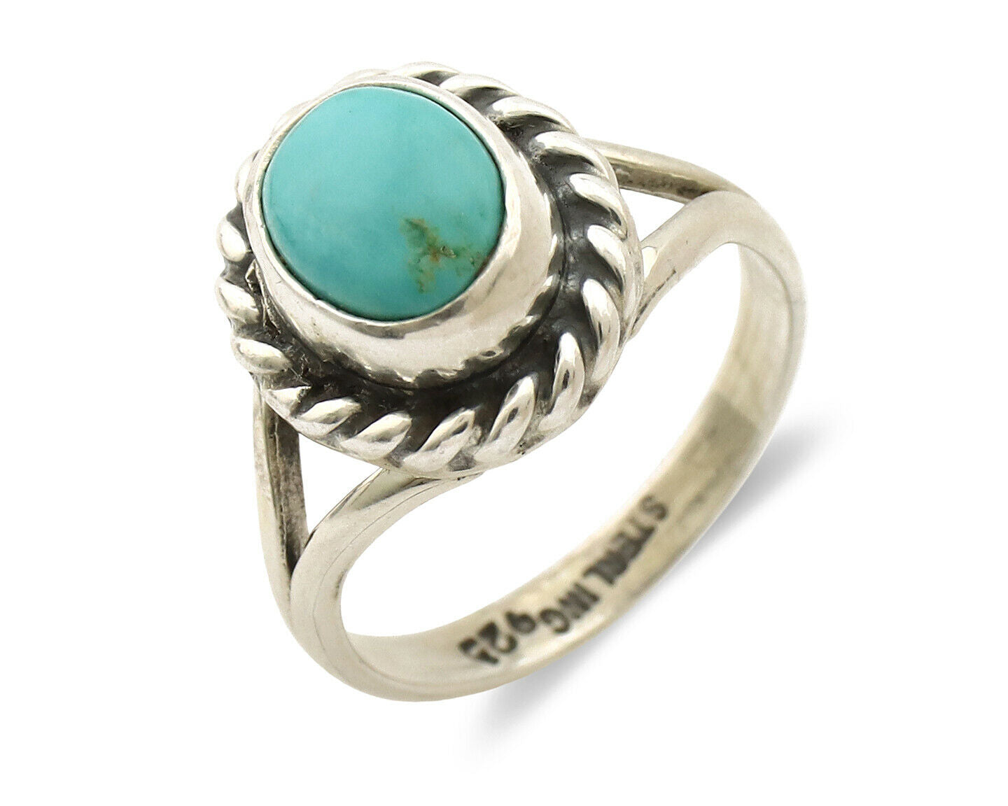 Navajo Ring .925 Silver Kingman Turquoise Artist Signed Gecko C.90's