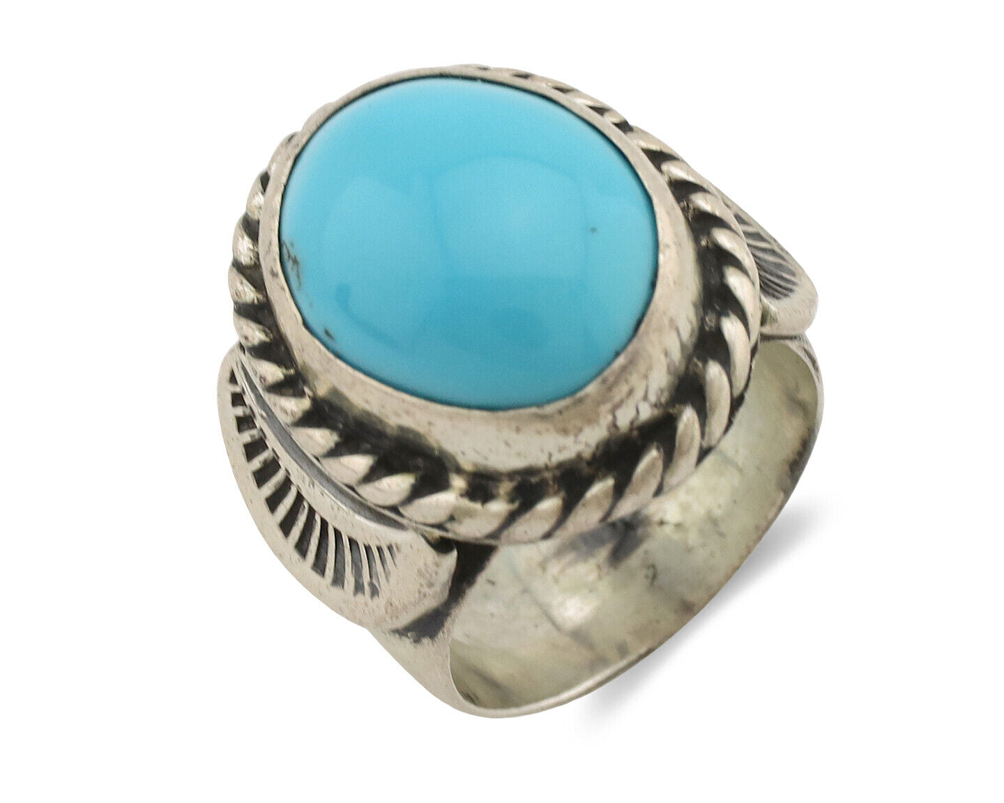 Navajo Ring .925 Silver Blue Turquoise Artist Signed C Montoya C.80's