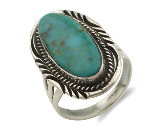 Navajo Ring .925 Silver Kingman Turquoise Native American Artist C.80's