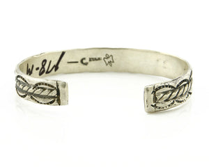 Navajo Bracelet .925 Silver Handmade Hand Stamped Signed Artist C Montoya C.80s