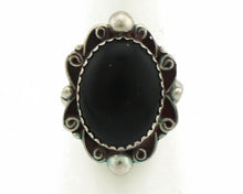 Navajo Ring 925 Silver Natural Mined Onyx Artist Signed BDLE C.80's