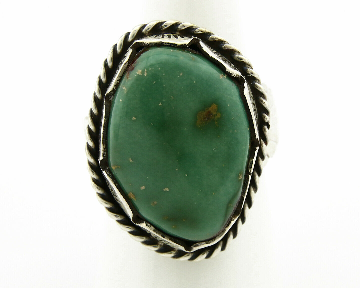 Navajo Turquoise Ring .925 Silver Handmade Signed Artist Spencer C.80's