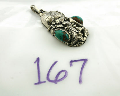 Navajo Pendant .925 Silver Bisbee Turquoise Signed Tom Willeto C.80's