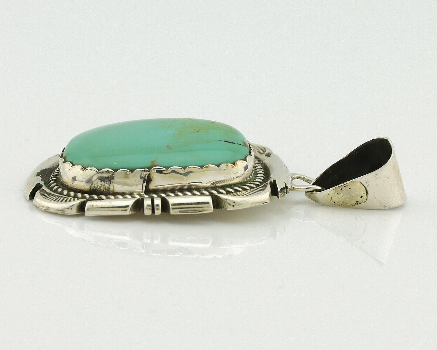 Navajo Necklace .925 Silver Arizona Turquoise Signed Jon McCray C.1980's