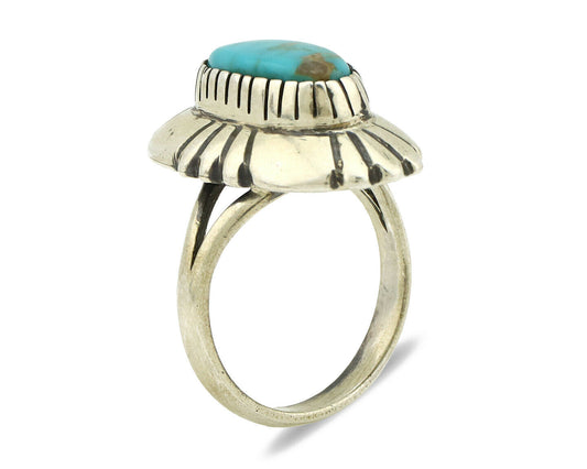 Navajo Ring .925 Silver Arizona Turquoise Signed M Montoya C.80's