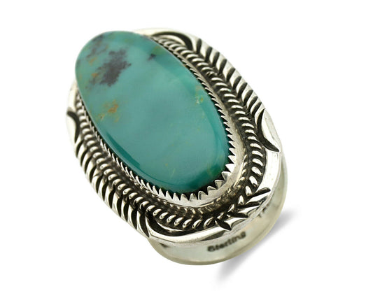 Navajo Ring .925 Silver Arizona Turquoise Signed Talhat C.80's