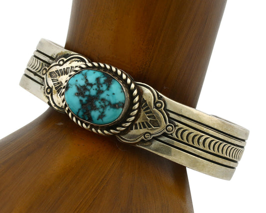 Navajo Bracelet .925 Silver Silver Sleeping Beauty Turquoise Artist Lee Bennett