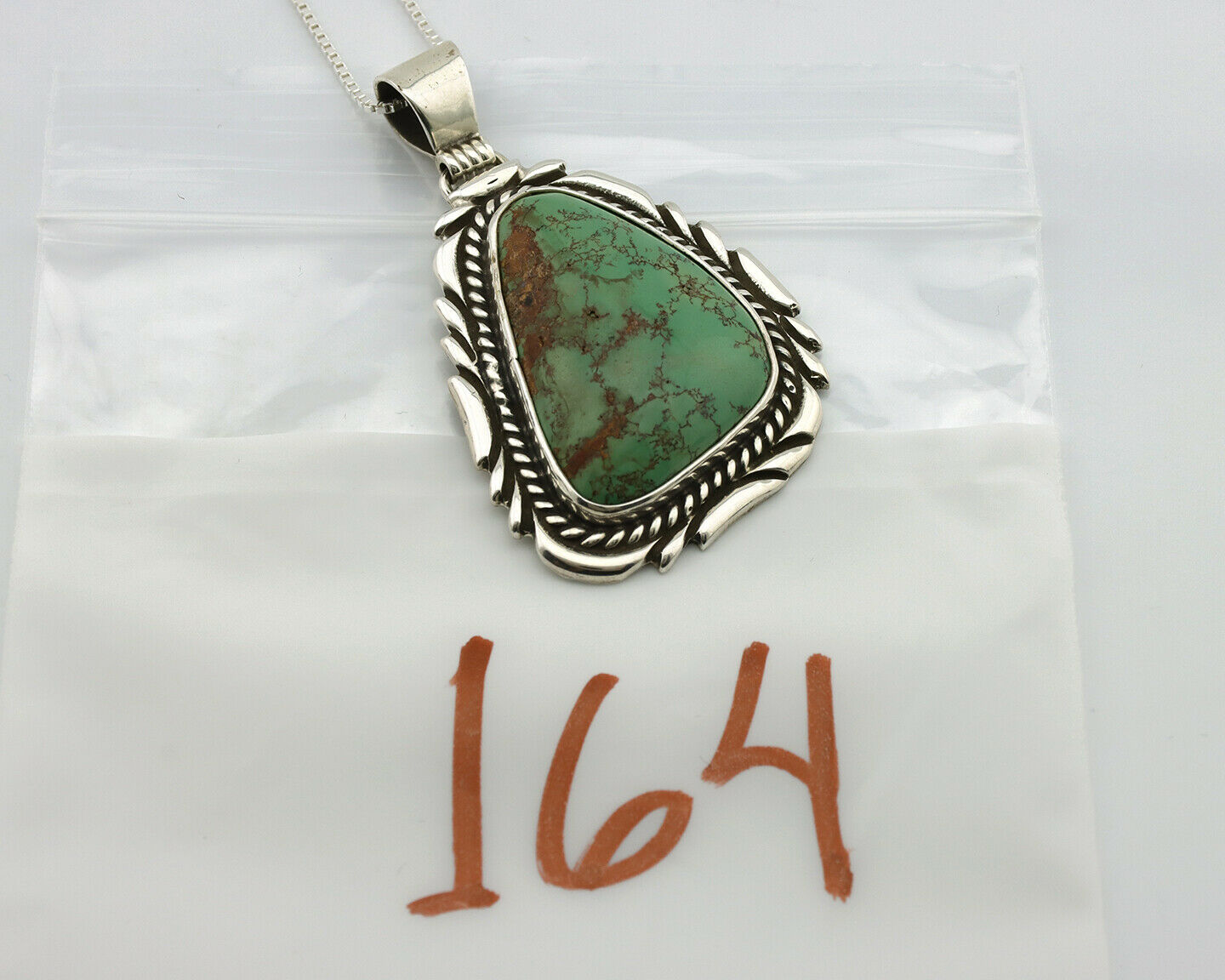 Navajo Kingman Turquoise Pendant .925 Silver Artist Signed Sunrise C.80's