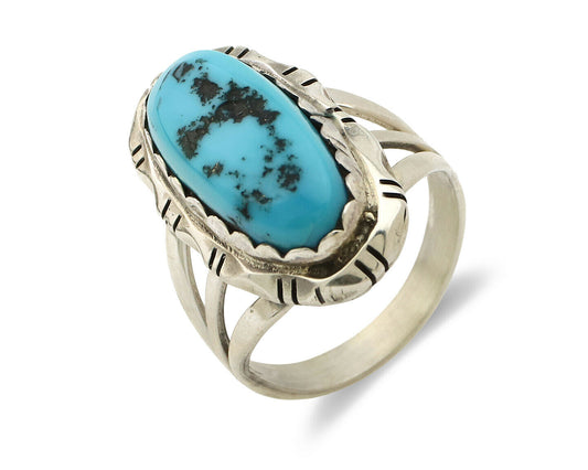 Navajo Ring .925 Silver Natural Blue Turquoise Native Artist C.80's