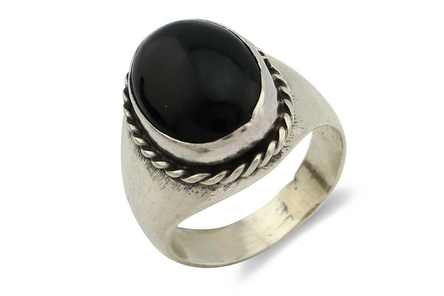 Navajo Ring .925 Silver Black Onyx Native American Artist C.80's