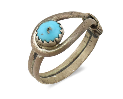 Navajo Ring 925 Silver Morenci Turquoise Native Artist C.80s