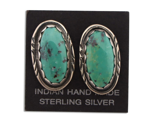 Navajo Earrings 925 Silver Natural Blue Turquoise Native American Artist C.90's