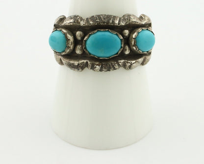 Navajo Ring .925 Silver Natural Blue Turquoise Native American Artist C.80's