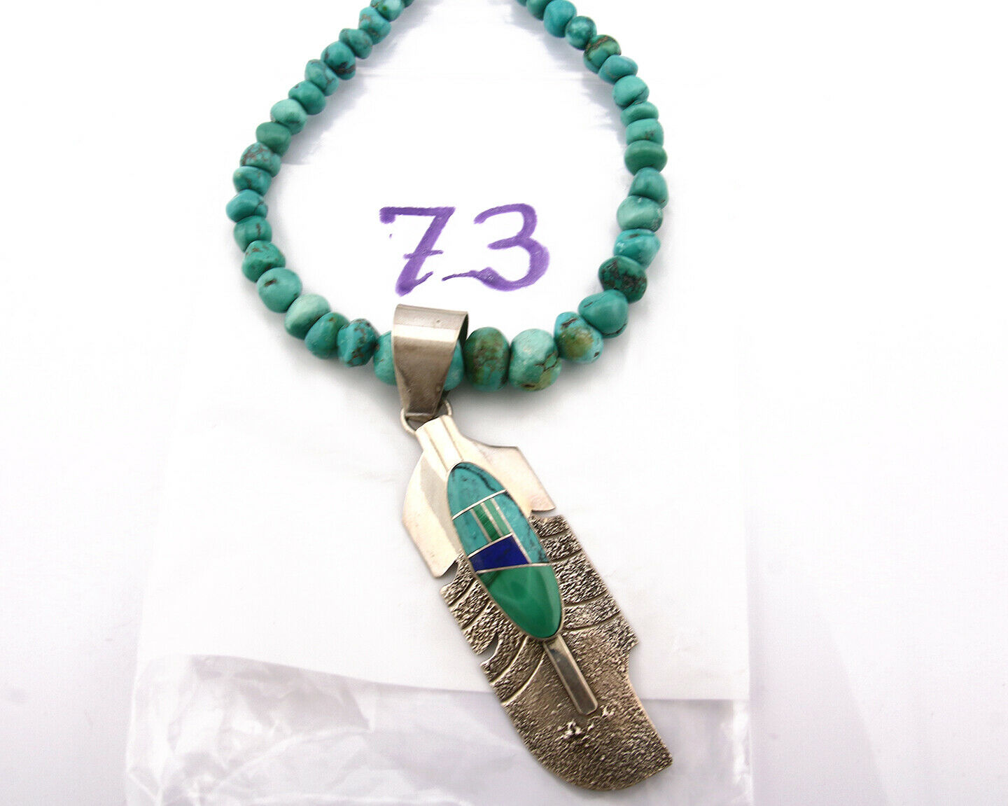 Women's Navajo Necklace .925 Silver Southwest Turquoise Signed J Howe C.80's