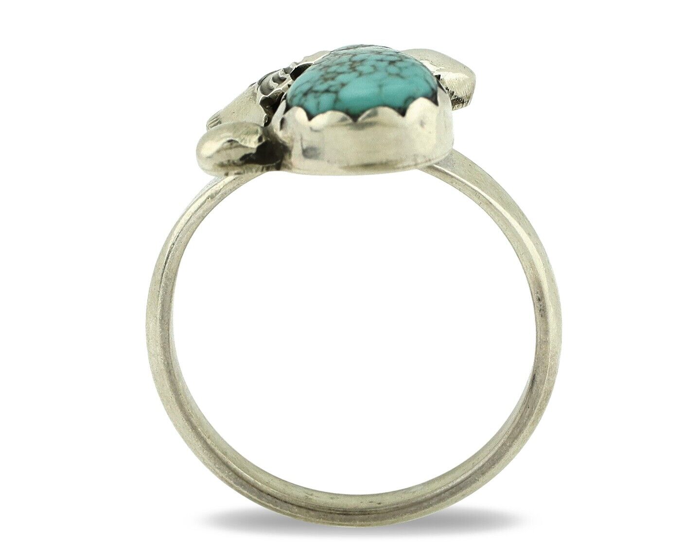 Zuni Ring 925 Silver Spiderweb Turquoise Artist Signed Simplicio C.80's