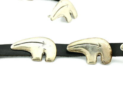 Navajo Concho Belt .925 Silver Native American Bear Signed GW C.80's