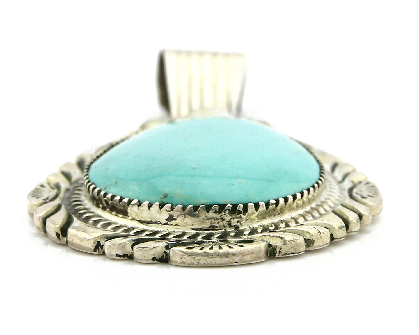 Navajo Pendant Turquoise Mountain .925 Silver Handmade Signed MB C.80's