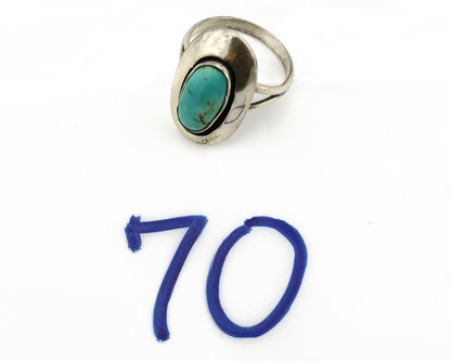 Navajo Shadow Box Ring .925 Silver Blue Turquoise Signed M Montoya C80s