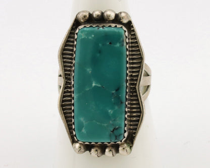 Navajo Ring .925 Silver Natural Blue Turquoise Artist Signed S C.80's