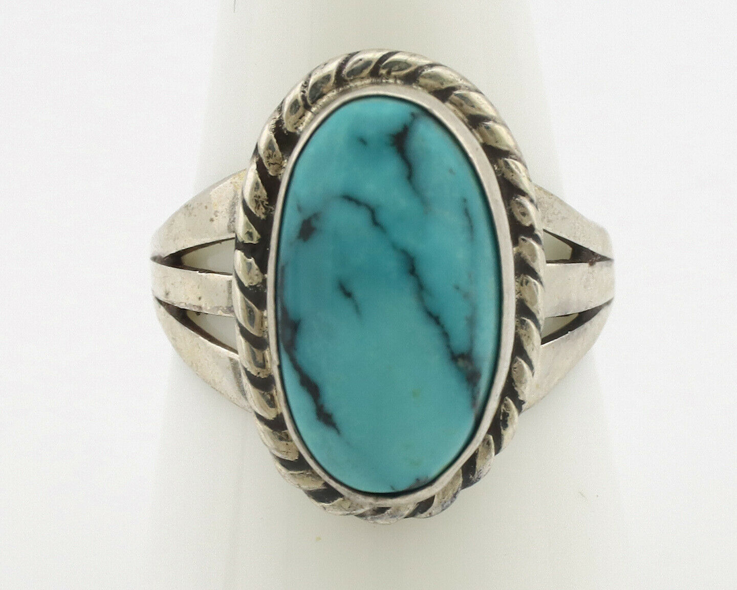 Navajo Ring .925 Silver Natural Mined Turquoise Native Artist C.80's