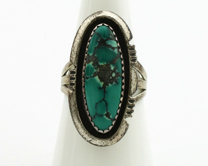 Navajo Ring .925 Silver Spiderweb Turquoise Native American Artist C.1980's