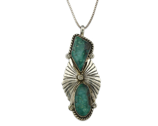 Navajo Nevada Turquoise Pendant .925 Silver Artist Signed M C.80's