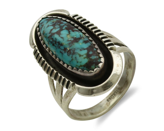 Navajo Ring .925 Silver Spiderweb Native American Artist Signed B C.1980's