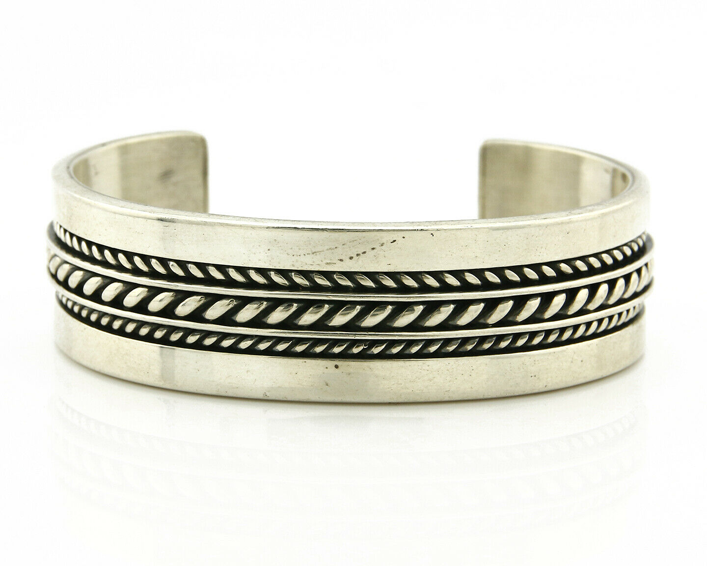 Navajo Bracelet .925 Silver SOLID Handmade Signed Artist Tom Hawk Circa 1980's