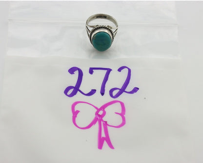 Navajo Handmade Ring .925 Silver Kingman Turquoise Native Artist C.80's