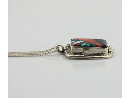 Navajo Pendant 925 Silver Gemstone Artist Signed Doug Zachary C.1991