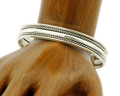 Women's Navajo Bracelet .925 Silver Handmade Cuff Signed TAHE C.1980's