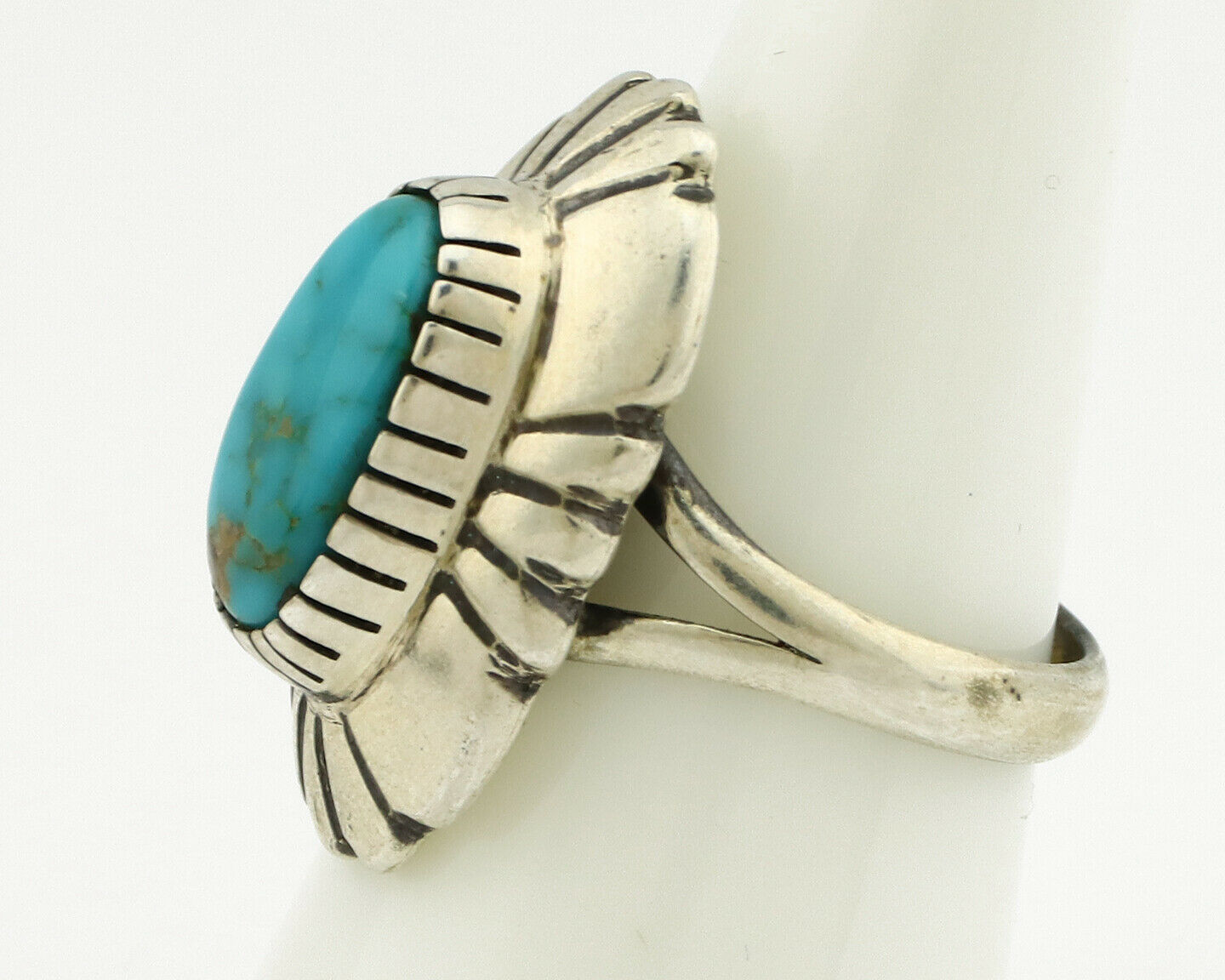Navajo Ring .925 Silver Arizona Turquoise Signed M Montoya C.80's