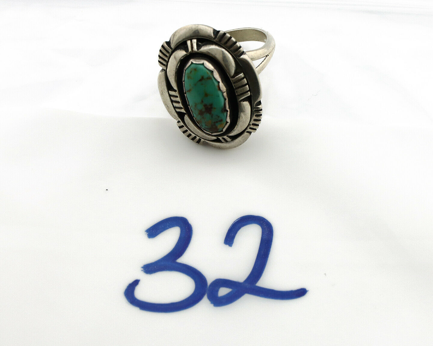 Navajo Ring .925 Silver Royston Turquoise Artist Signed L. M. Nez C80s